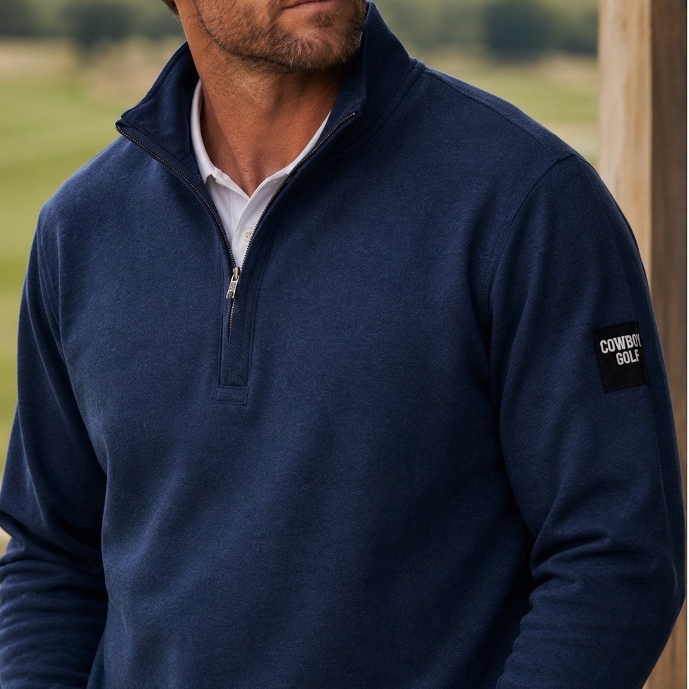 Hooey Cowboy Golf Mens XL Quarter Zip Pullover Navy Blue Heather Sweatshirt